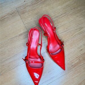 Zara Glossy Red Pointed Heels size 40( us 9)